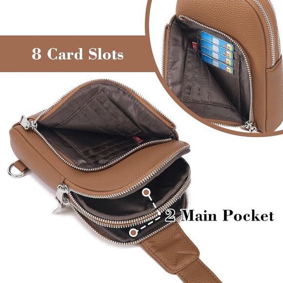 RFID Blocking Sling Bag Leather Crossbody Bags for Women Fanny Pack Cross Body f - Picture 5 of 9